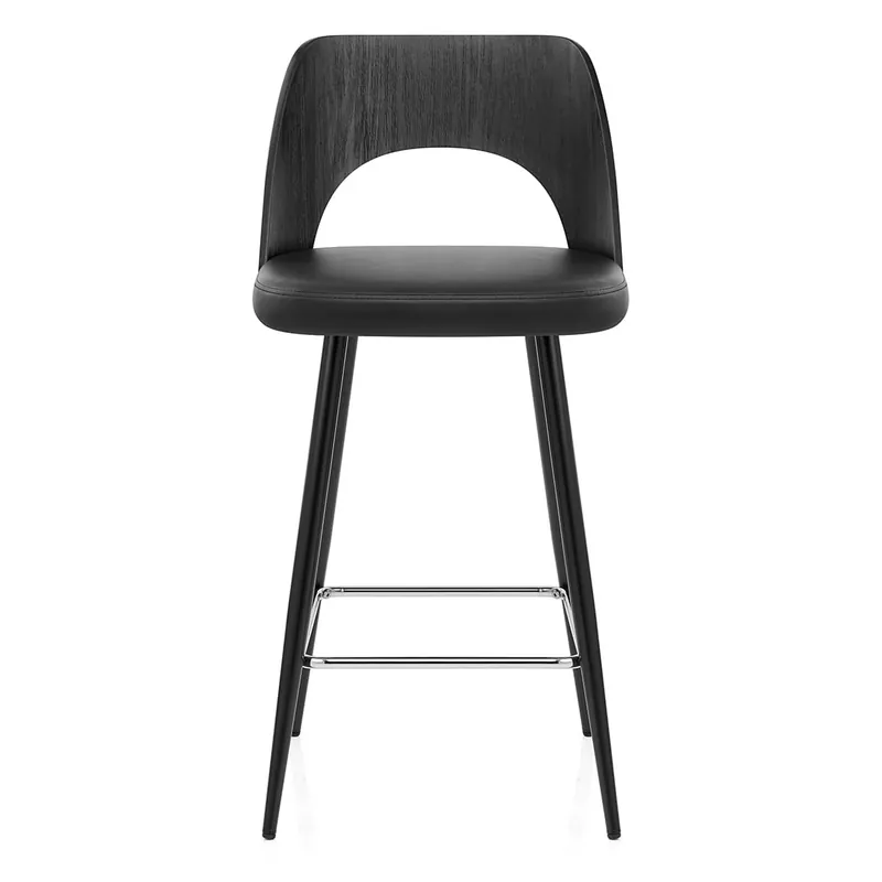 Sgabello Legno Nero Ecopelle - Leo Nero Spedizione Espresso