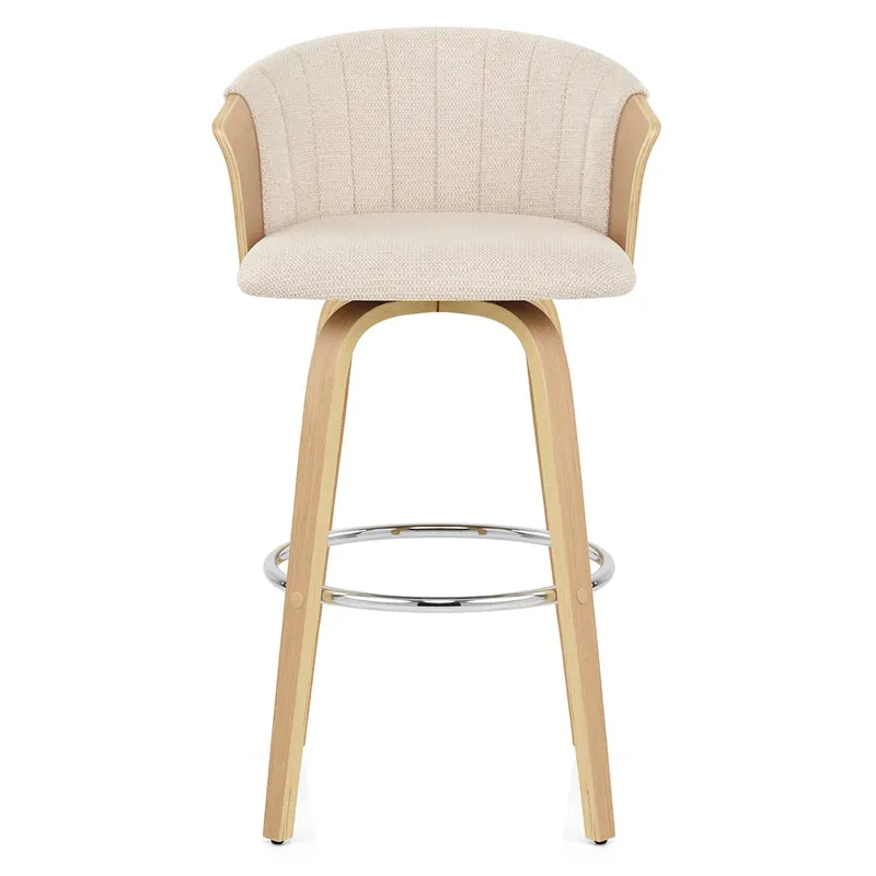 Coral Sgabello da Bar in Rovere e Tessuto Beige Super Prezzo