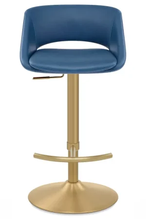 Vendita Finale Sgabello oro spazzolato Ecopelle - Tulsa Blu