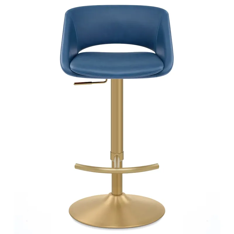 Vendita Finale Sgabello oro spazzolato Ecopelle - Tulsa Blu