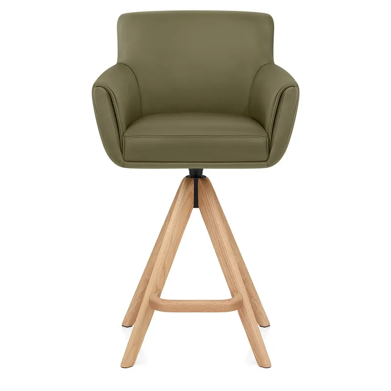 Compra Online Sgabello Vera Pelle Legno - Rome Verde