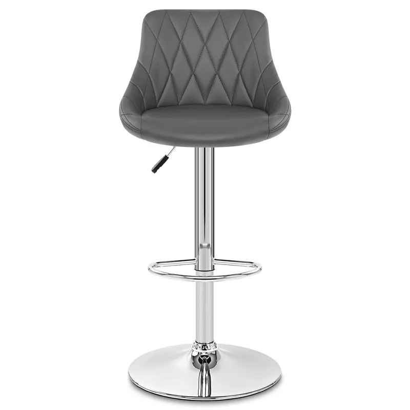 Sgabello Ecopelle Cromato - Stitch Grigio Di Tendenza