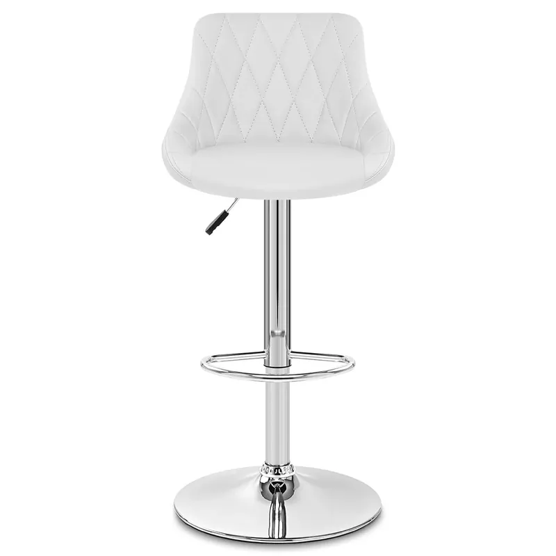 Sgabello Ecopelle Cromato - Stitch Bianco Offerta