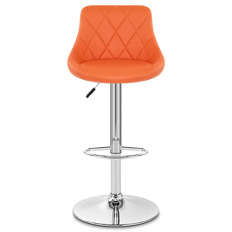 Sgabello Ecopelle Cromato - Stitch Arancione Offerta Speciale