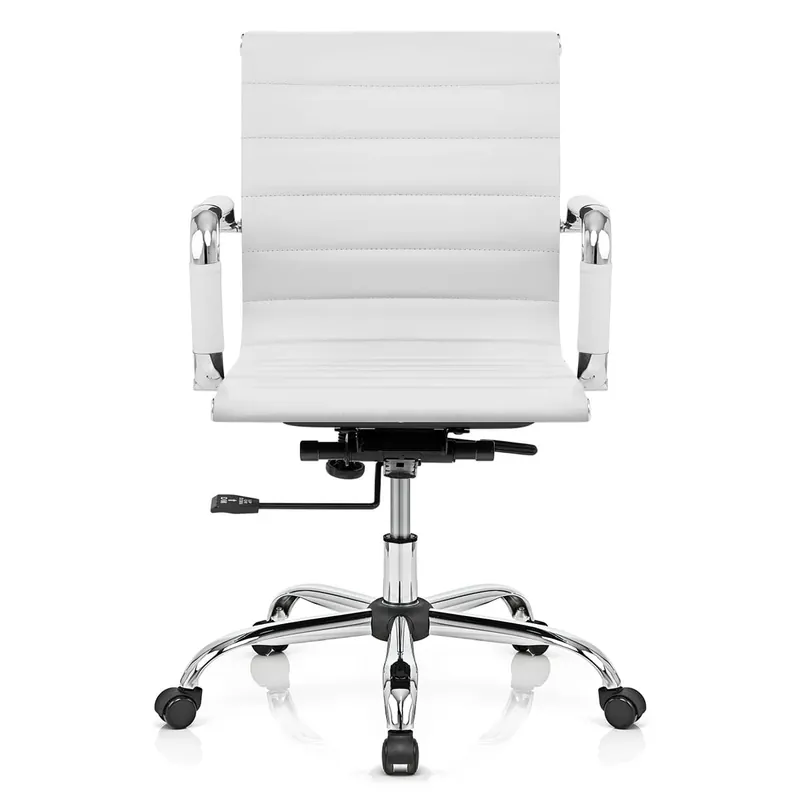 Sedia da ufficio Ecopelle Cromata - Tek Bianco Economico