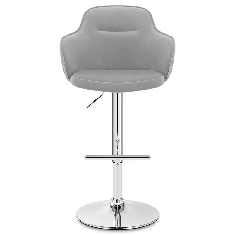 Sgabello Velluto Cromato - Vista Grigio Sconto