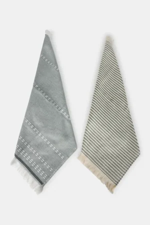 2 pack strofinacci in tela di cotone bicolore Promo Stagionale